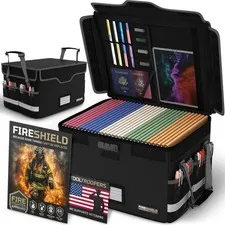Fireproof Document Box 5200°F with Lock - Portable Water Resistant File Organize
