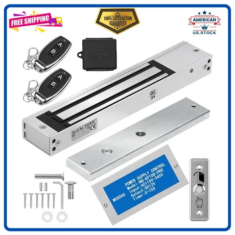 600lb Electromagnetic Door Lock Kit Outswinging Access Control with 2 Remotes