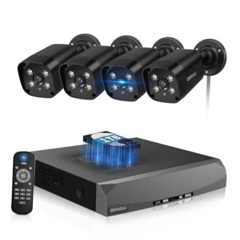 4K Outdoor Wired Security Camera System, Home Video Surveillance 4Cams+1TB