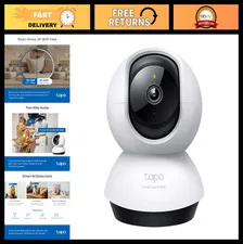 2K QHD Pan/Tilt Security Camera - Pet/Baby Monitor, Motion Detection, Night Visi