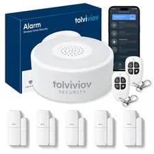 WiFi Home Security System, 8-Piece Alarm Kit with 120dB L-8pics-White hub