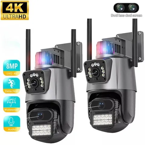 2PCS Camaras De Seguridad Wifi Exterior 4K Inalambrica Con Vision Nocturna Video