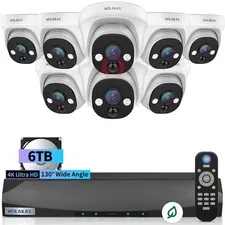 【2-Way Audio & 130° Wide-Angle】 Wired Security Camera 13" x 11" x 7", White