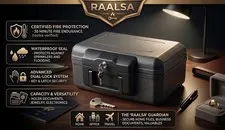 Fireproof Safe with Key Lock, Chest Lock Box for Home or Travel Secures Money, D
