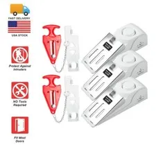 Door Stop Security Alarm Wedge Stopper Home Travel 120dB Anti‑Theft Kit Portable