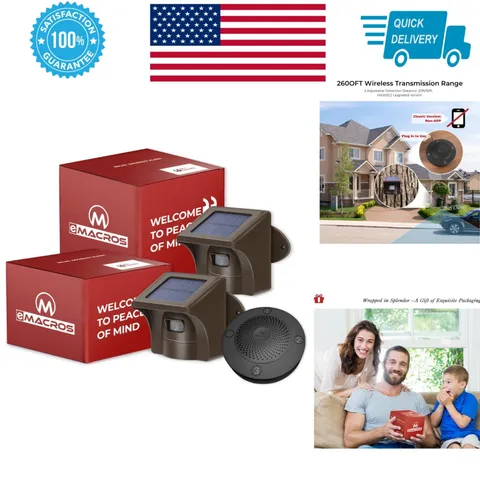 eMACROS Solar Wireless Driveway Alarm System - 1/2 Mile Range