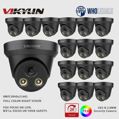 Wholesale VIKYLIN 8MP 4K Full Color Night Vision Turret Black IP Camera POE NDAA