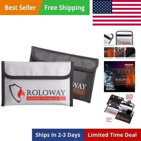 Small Fireproof Bag 5 x 8 inches, Non-itchy Fireproof Money Bag for Cash, Val...