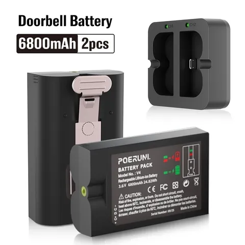 2x Lithium Battery For Ring Video Doorbell Spotlight Camera + Charger Station