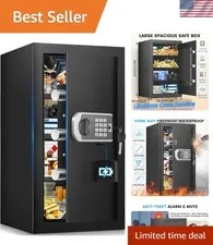 23.6" Tall]Large Safe Box, 𝟒.𝟔 𝐂𝐮𝐟𝐭 Home Safes with Fireproof Waterproo...
