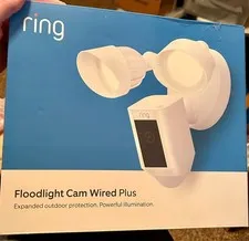 Ring Floodlight Cam Wired Plus Surveillance Camera - White. New and Sealed