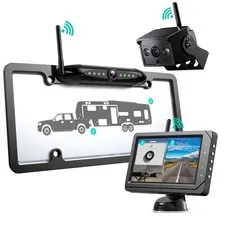 Nuoenx Backup Camera for RV, Split Screen 5 Inch HD 5 inches, Black+Purple
