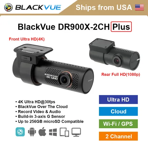 BlackVue 2 Channel DR900X-2CH Plus 4K Ultra HD WiFi GPS 32GB Dashcam
