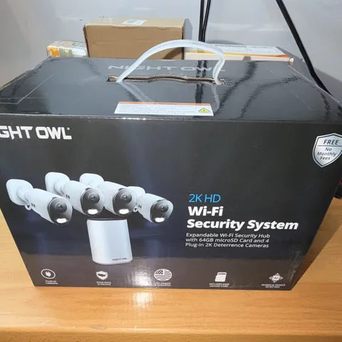 Night Owl 2K Wi‑Fi Security System 8‑Channel Hub, 4 Cameras, 64GB, AI