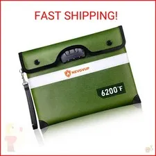 6200°F Fireproof Money Bag with Lock, Upgraded Fireproof Bags w. Zipper/Reflecti