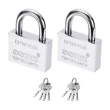 2Pcs 80 x 60 mm Heavy Duty Lock Alloy Steel High Security Padlocks with 6 Keys