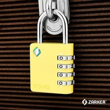 ZARKER XD40 Padlock 4-Digit Combination Lock for Gym, Sports, School Yellow