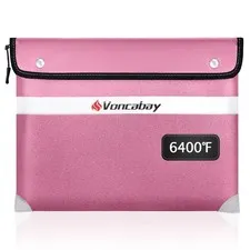 6400℉ Fireproof Document Bag Pink Waterproof Reflective Strip 14.2"x11" Safe 