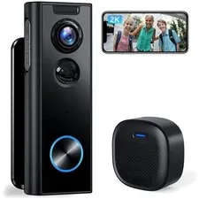 Doorbell Camera Wireless No Subscription, 2K Video