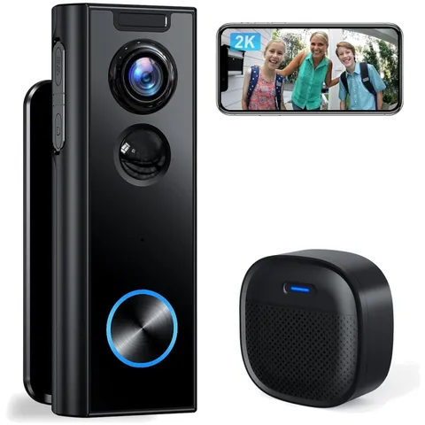 Doorbell Camera Wireless No Subscription, 2K Video