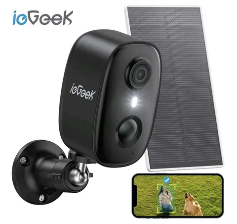 ieGeek 2K Wireless Solar Powered Security Camera Outdoor WiFi Color Night Vision