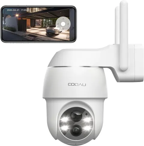 COOAU 2K Battery Powered Wireless Security Camera System Outdoor Home Wifi IP66