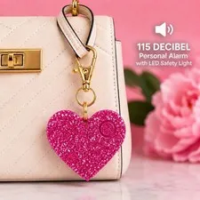 Ahh!-Larm 115dB Personal Safety Alarm Pink Glitter Heart Keychain LED Sparkle
