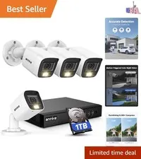 8CH 2MP Security Camera System, 8 Channel H.265+ DVR Recorder, AI Human/Vehic...
