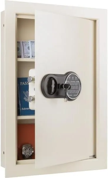 In-Wall Safe Home/Business Safe W/ Keypad & 2 Manual Override Keys Protects Cash