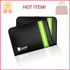 ZOOPIP 2 Pack 2000°F Fireproof Money Bag, Black, 10.8"x7.4"