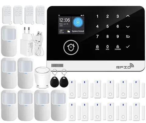 Smart WiFi GSM Home Security Alarm System Touch Keyboard RFID APP Control Alexa