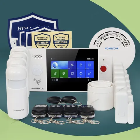 HOMSECUR Wireless WIFI 4G RFID LCD Home Alarm System Touch Screen+SOS Intercom