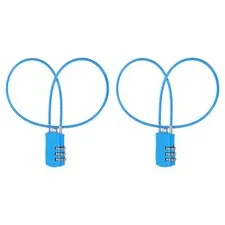 2 Pcs 3 Digit Luggage Cable Combination Lock with 20" Long Cable, Blue