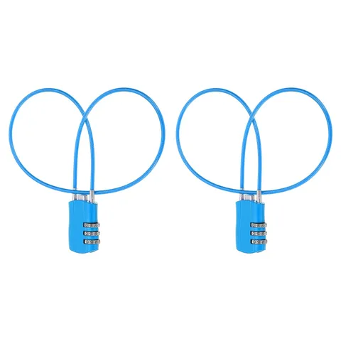 2 Pcs 3 Digit Luggage Cable Combination Lock with 20" Long Cable, Blue