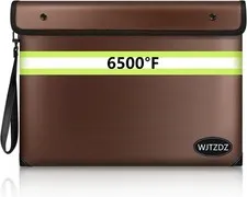 6500°F Fireproof Document Bag, Upgraded Fireproof/Waterproof Money Bag w/ Zipper
