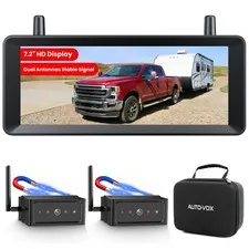 AUTO-VOX 7.2" Dual Wireless Magnetic Backup Camera 7.2"Dual Cam, Black