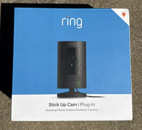 Ring Stick Up Cam Plug-in Wired Indoor/Outdoor Camera Black