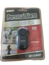 SABRE Personal Alarm with Clip & LED Light –LOUD 120dB Alarm Run Hike Bike Black