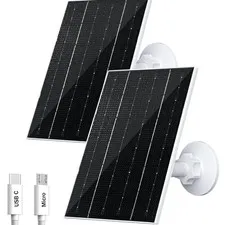 4W Solar Panel for Security Camera, Type-C/Micro USB Solar Charger for Rechar...