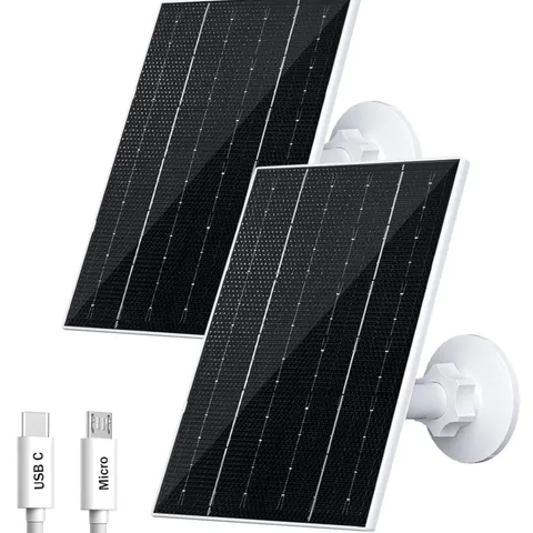 4W Solar Panel for Security Camera, Type-C/Micro USB Solar Charger for Rechar...