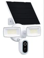 2K Solar Floodlight Camera, 1600LM Lights, 24/7 Recording, Alexa, 2.4ghz WiFi