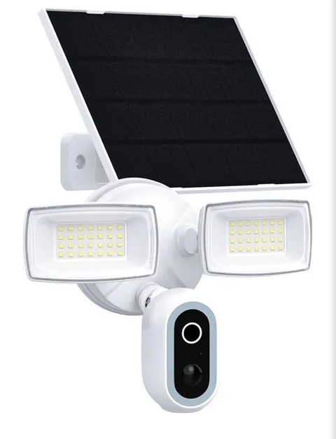 2K Solar Floodlight Camera, 1600LM Lights, 24/7 Recording, Alexa, 2.4ghz WiFi