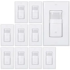 Single Pole Motion Sensor Light Switch, White, 10 Pack