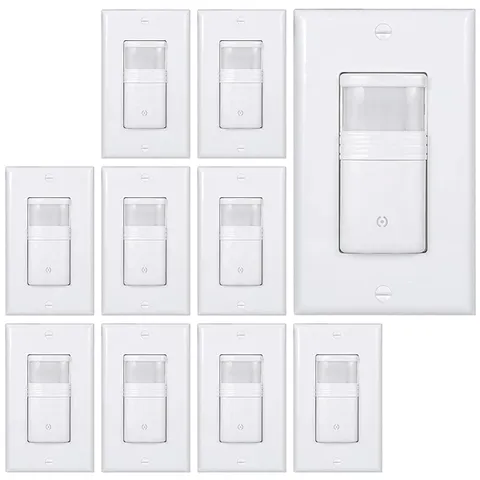 Single Pole Motion Sensor Light Switch, White, 10 Pack