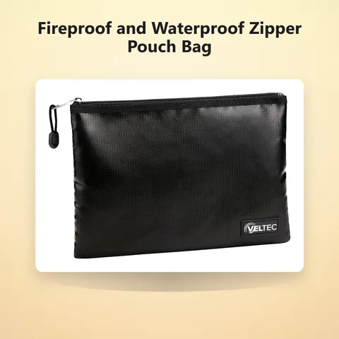 Fireproof and Waterproof Zipper Pouch Bag for Valuables, Documents, Notary St...