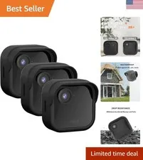 Elegant Black Silicone Cases with Sun Hat Brim for Blink Outdoor 4 2K Cameras