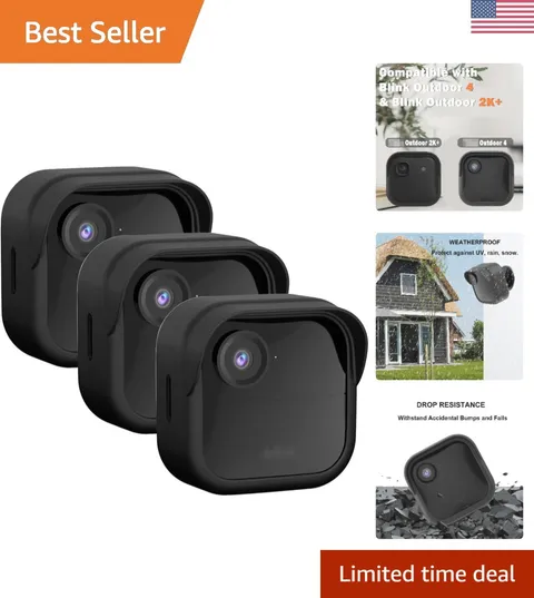 Elegant Black Silicone Cases with Sun Hat Brim for Blink Outdoor 4 2K Cameras