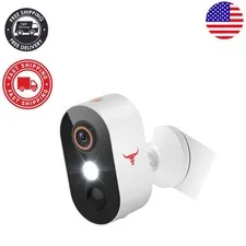 1080p Wireless Security Camera with AI Human Detection & Night Vision - White