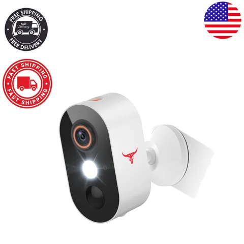 1080p Wireless Security Camera with AI Human Detection & Night Vision - White