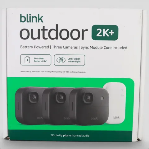 Blink Outdoor 2K+ 3 Pack Camera Wireless Security System Sync Module Core New